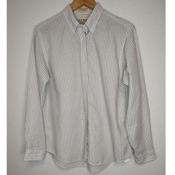 L.L. Bean White Purple Vertical Stripe Long Sleeve Button Down Shirt Size 14 VTG - Picture 1 of 9